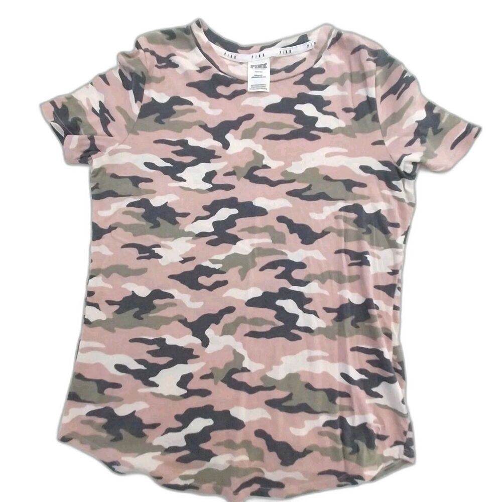 Pink Victoria's Secret  Shirt Medium Short Sleeve Camo #C20